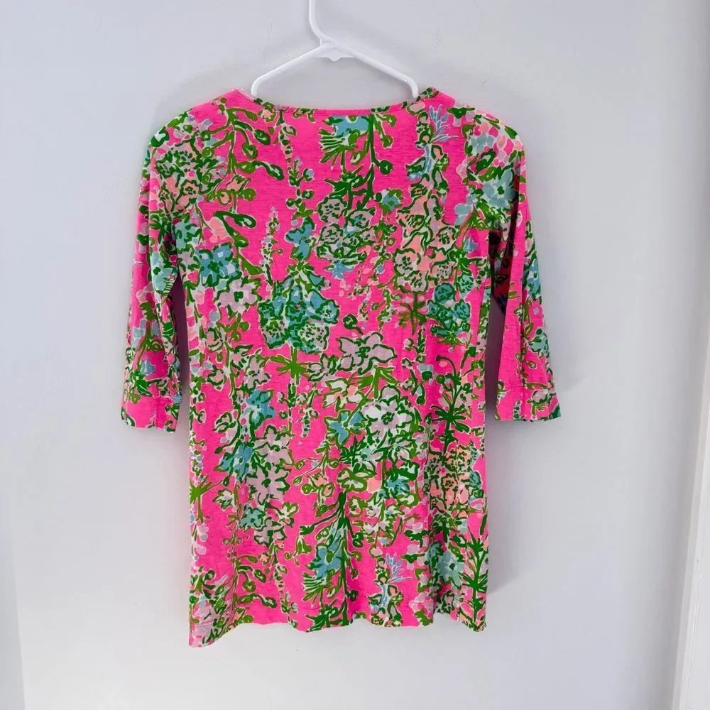 Lilly Pulitzer Mini Marlowe T-Shirt Dress 23492 Southern Charm Print Pink Green